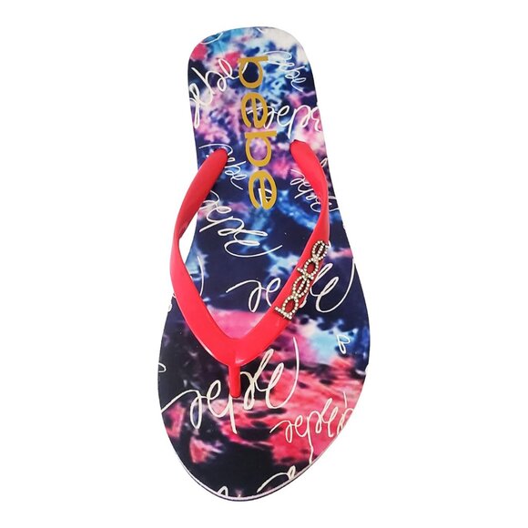 NWT BEBE AUTHENTIC TAMIA WOMEN'S BLUE CORAL THONG SLIP ON FLIP FLOPS SANDALS - Picture 7 of 9